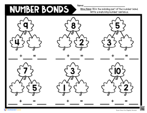 Thanksgiving Math: Number Bond Practice Activity
