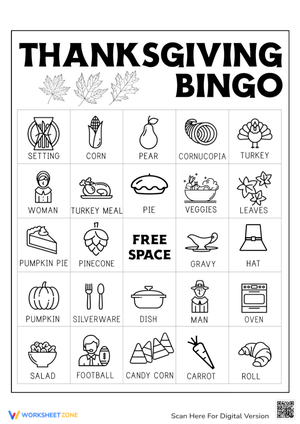 Play Thanksgiving Bingo with this Cute Card