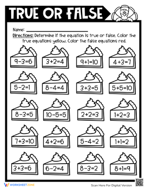 Thanksgiving Math: True or False Equations