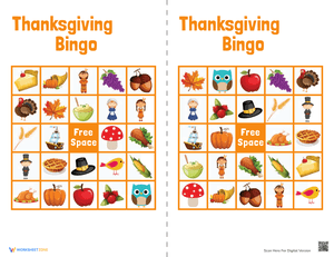 Thanksgiving Bingo for Fun Activity