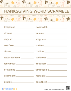 Enjoy a Thanksgiving Word Scramble Challenge!