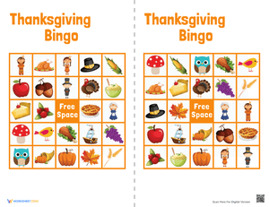 Enjoyable Thanksgiving Bingo Game Activity