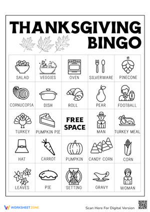 Thanksgiving Bingo Card Game Fun