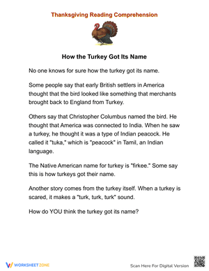 The Turkey's Name: A Thanksgiving Story