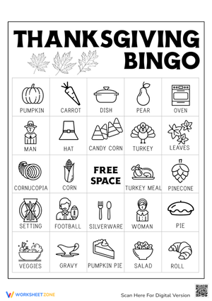 Thanksgiving Bingo Card for Fun