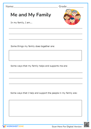 Me and My Family' Worksheet - Reflection & Writing Activity