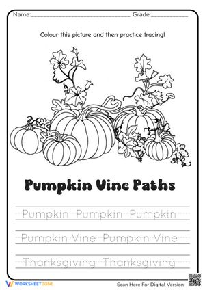 Pumpkin Vine Tracing Sheet