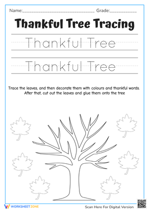 Thankful Tree Writing & Craft Activity Sheet
