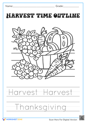 Harvest Time Writing & Coloring Activity Sheet
