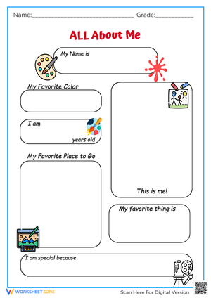 All About Me: A Fun Back to School Worksheet