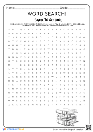 Back to School Word Search - Find Hidden School Supplies!
