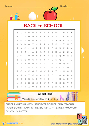 Back School Word Search