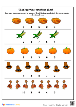 Thanksgiving Counting Worksheet | Essential Grade K-1