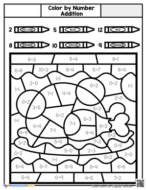 Thanksgiving Color by Number Addition Turkey