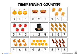 Thanksgiving Counting Worksheet: Count the Objects