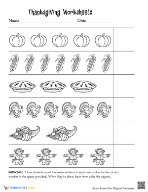 Thanksgiving Counting: Fun Math Worksheet for Kids