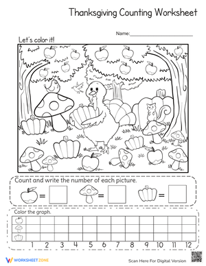 Thanksgiving Counting Worksheet: Festive Math Fun