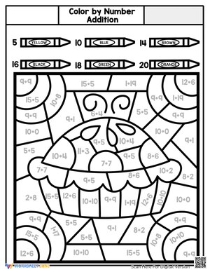 Thanksgiving Color by Number Addition Pie