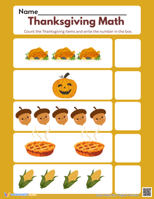 Thanksgiving Counting Math Worksheet: Festive Fun