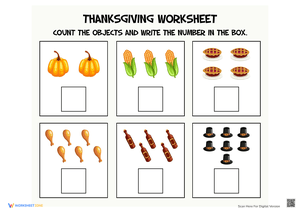 Thanksgiving Counting Worksheet: Count and Learn