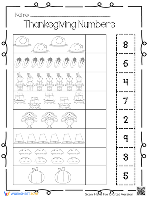 Thanksgiving Counting Numbers Worksheet: Holiday Math