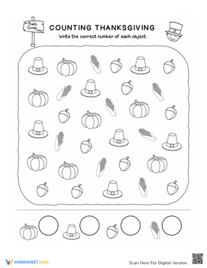 Counting Thanksgiving Items: Fun Math Worksheet