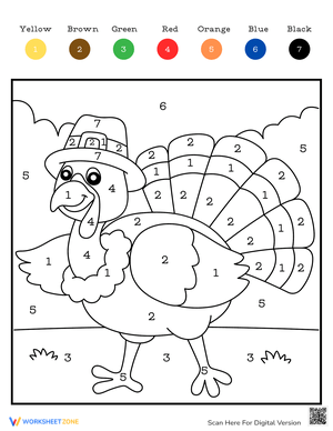 Thanksgiving Color by Number Worksheet: Math Fun