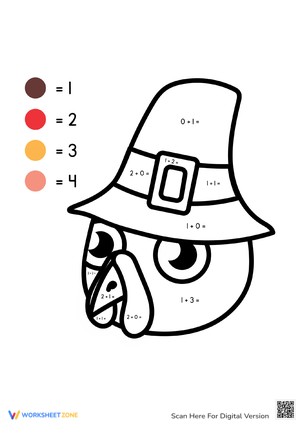 Thanksgiving Color by Number Simple Addition Fun