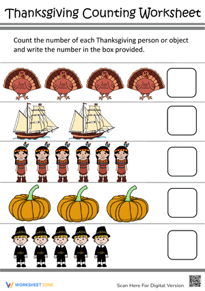 Thanksgiving Counting Worksheet: Festive Math