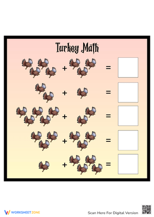 Turkey Counting Math: Thanksgiving Worksheet Fun