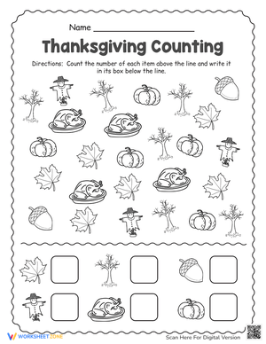 Thanksgiving Counting Worksheet 3