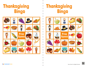 Festive Thanksgiving Bingo Game Card