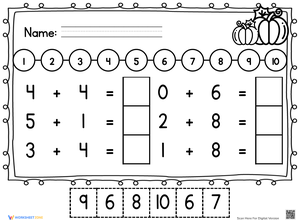 Thanksgiving Number Line Addition Practice