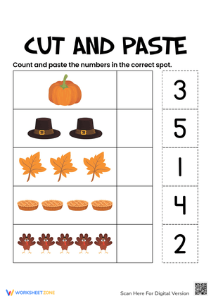 Thanksgiving Counting and Pasting Activity