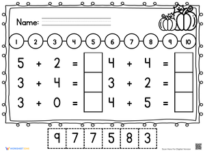 Festive Thanksgiving Number Line Addition