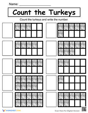 Count the Turkeys: Thanksgiving Worksheet