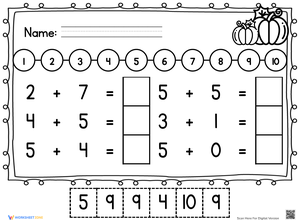 Thanksgiving Themed Number Line Addition Practice
