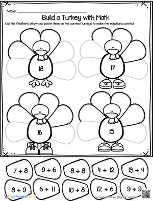 Turkey Addition Worksheet
