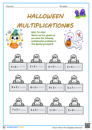 Halloween Multiplication: Spooky Graveyard Math Practice!