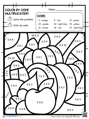 Thanksgiving Color by Number Math Facts