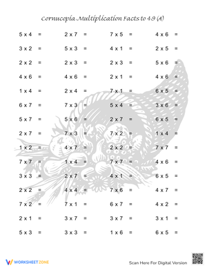 Cornucopia Multiplication Worksheet