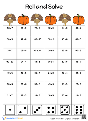 Thanksgiving Division Worksheet | Grade 3-5 Ready