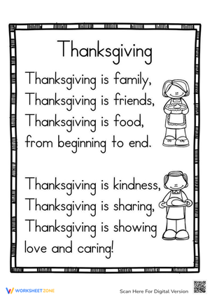 Thanksgiving Poem Worksheet