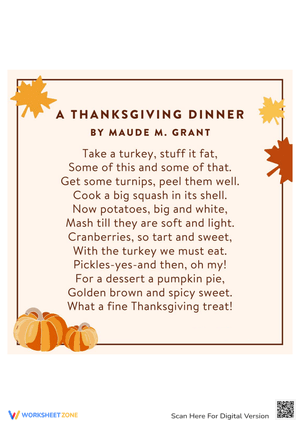 A Thanksgiving Dinner Worksheet