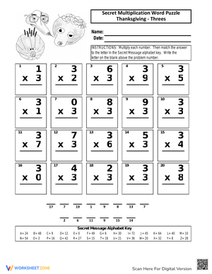 Challenging Thanksgiving Multiplication Word Puzzle