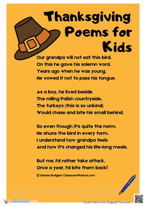 Inspire with Thanksgiving Poems for Kids Worksheet