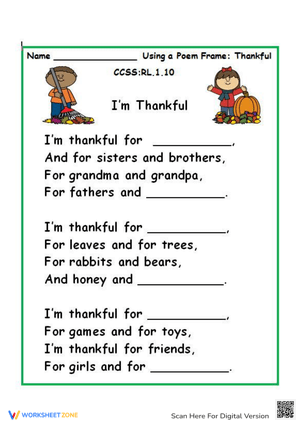 Express Your Gratitude: I'm Thankful Worksheet