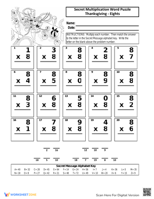 Solve the Thanksgiving Multiplication Word Puzzle