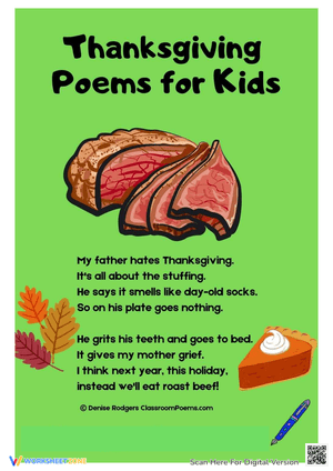 Delight in Thanksgiving Poems for Kids Worksheet