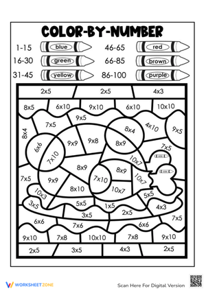 Thanksgiving Multiplication Color by Number Fun